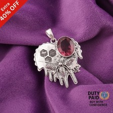 Rhodolite Stone Sterling Silver Birthday Unique Ethnic Handmade Sister Pendant