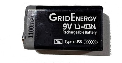 GridEnergy Li-Ion 9V-Block 6F22 6LR61 USB C 1100 mAh NEUHEIT must have