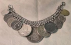 Sterling Coin Bracelet US silver 1885  Morgan Dollar, 64 Kennedy, 51 Franklin, s