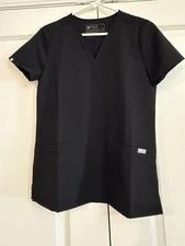 NWOT FIGS Casma Three Pocket Scrub Top Black Women's Size XS