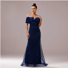 Women's Sequin Off Shoulder Hip Package Long Mermaid Dress Cocktail Prom 9529