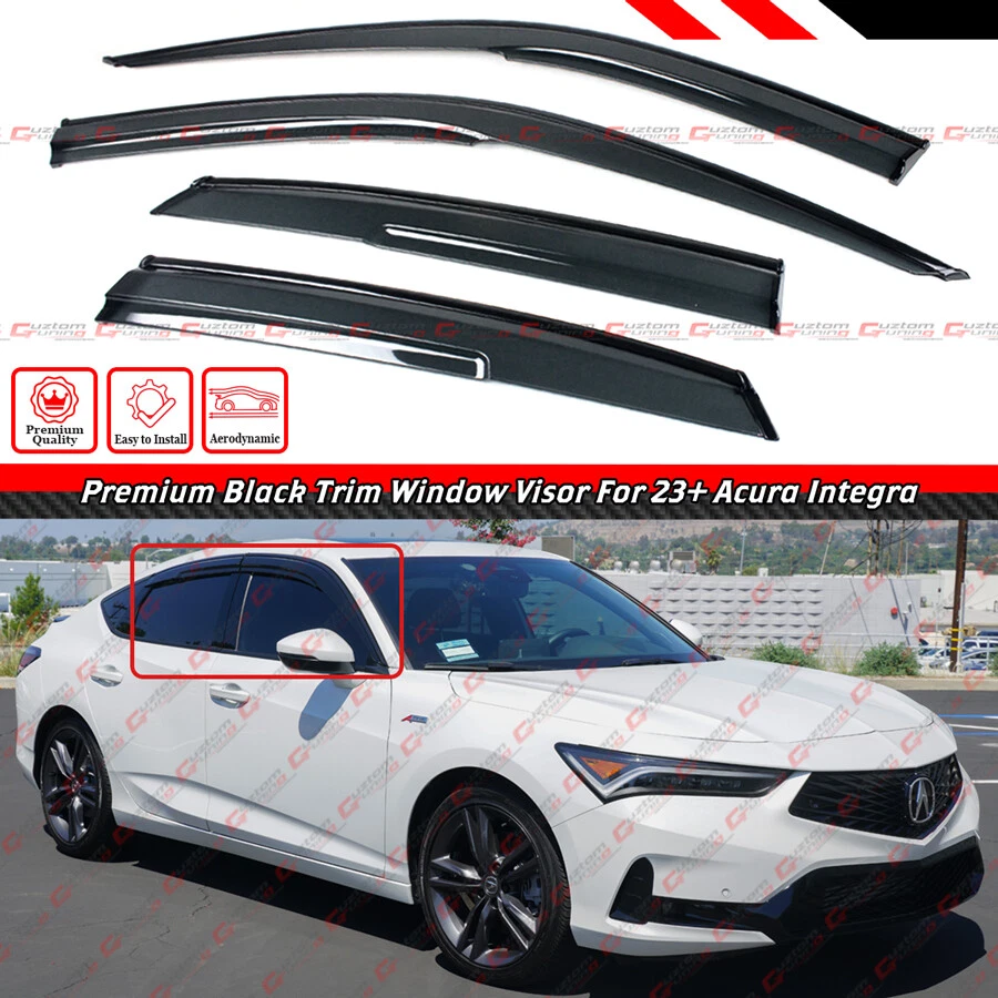 适用于 2023 - 2025 ACURA INTEGRA 高级黑色装饰窗遮阳板雨罩带夹子 — 第 2/4 张图片