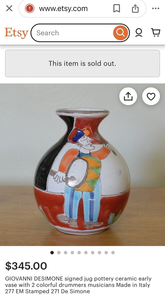 DESIMONE イタリア製 花瓶 Vintage Giovanni Desimone Italian Pottery Vase #277