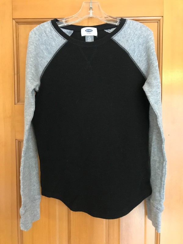 EUC Girls' Size 10-12 Large Old Navy Black and Gray Long Sleeve Shirt