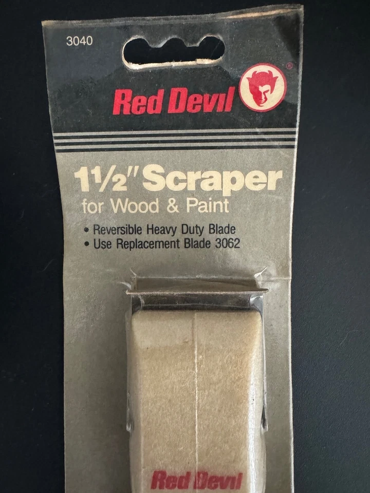 Raspador de doble filo vintage Red Devil 1-1/2 acero al carbono 3040 Red Devil nuevo en stock EE. UU. Foto 2 de 4