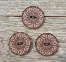 boho wood flowers sewing buttons 2 holes 1 inch brown (set #200012)