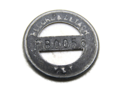 Vintage Record & Detach Metal Token FB0056 Tool Check Inventory Tag Laundry Disc
