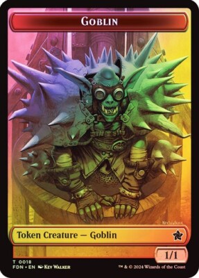 Goblin / Zombie - FOIL DOUBLE-SIDED TOKEN - Foundations FDN - 0018 / 0015 - MtG 