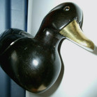 Dark Wooden Duck-Decorative Made Figure-Unique Duck Decor-9 1/2"-w/Brass Bill — photo 5