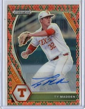 2021 Panini Prizm Draft Picks Base Auto Prizms Snake Skin #32 Ty Madden #03/15