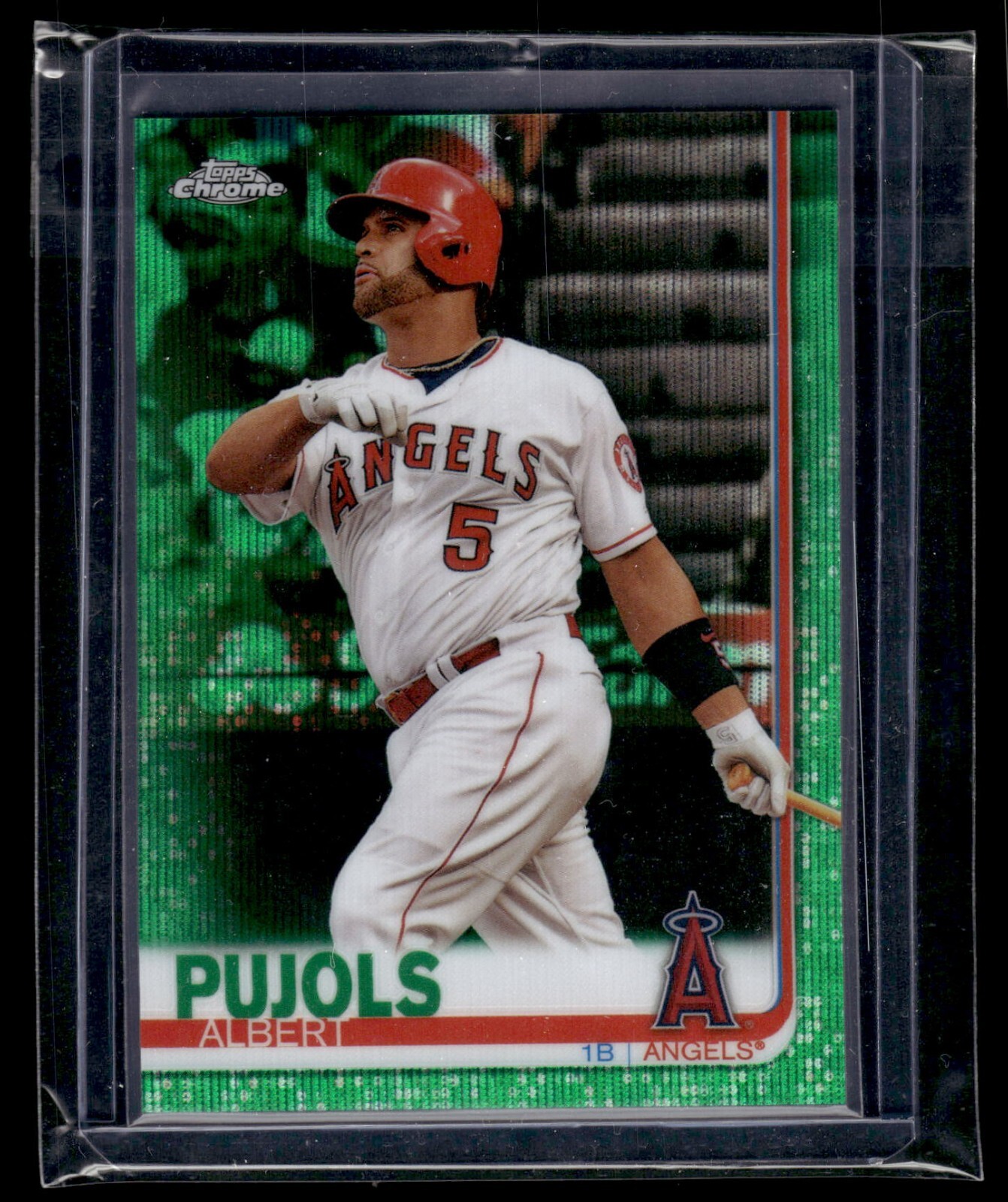 2019 Topps Chrome Green Wave Refractor #27 Albert Pujols 74/99 Angels