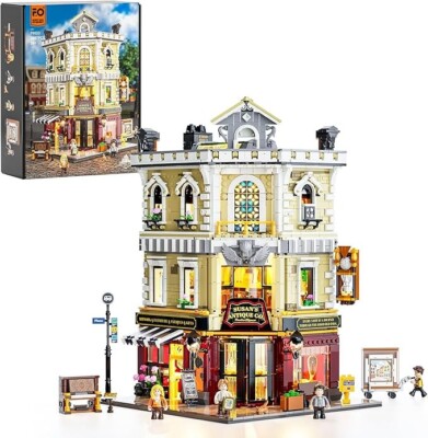 FUNWHOLE Antique-Store Lighting Building-Bricks Set - City Town Corner