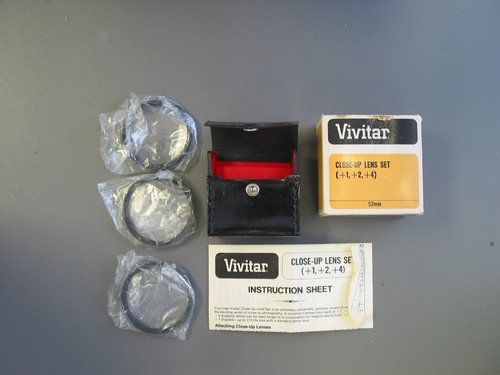 Vivitar 58mm Close-up Lens Set, kit is comprised of +1, +2, and +4, lenses - Picture 1 of 2