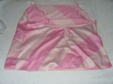 Women's Victoria's Secret V-Neck Satin Camisole Top, Pink Logo Stripe, Small NEW