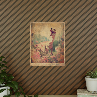 Vintage DINOSAUR BOTANICAL Wall Art, Jurassic Flower Decor, Dino