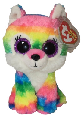 Ty Beanie Boos RIVER the Rainbow Wolf (Great Wolf Lodge Exclusive) 6'' NEW MWMTs