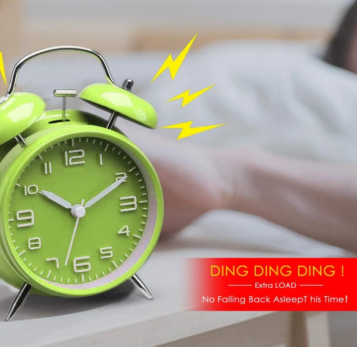 Double Bell Alarm Clock with Night Light, 4 Inch Stereoscopic Dial, Battery Oper - Image 4 of 4