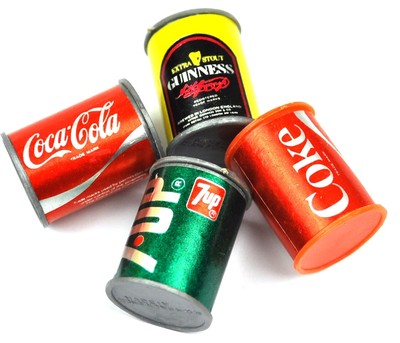 Set 4 Spitzer USA Anspitzer Dosen Form Coca-Cola Coke + 7Up + Guinness Bier