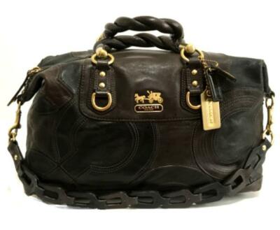 NICE COACH MADISON INLAID OP ART LEATHER LG SABRINA TOTE BAG