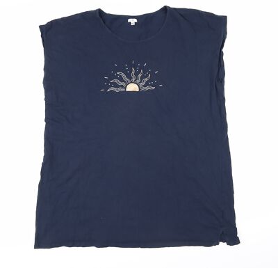 La Redoute Damen blau einfarbig 100 % Baumwolle Top Nachthemd Größe 26 - Sonne