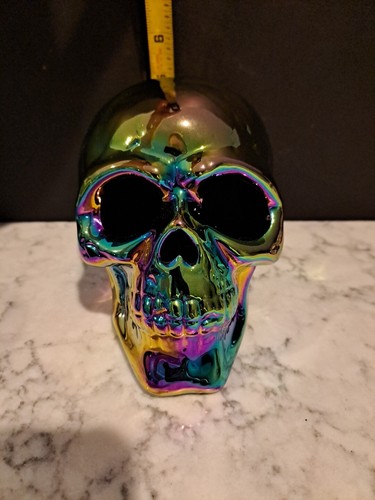Iridescent Skull Beautiful Multi-Colored Light Up 5 1/2" tall Halloween Decor - Picture 18 of 20