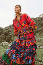 FARMRIO  Mixed Prints Multi Layered Maxi Dress