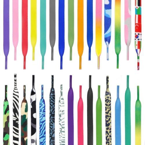 Colorful Flat Shoe Laces: 2 Pair Rainbow Printed 47Inch (120CM) 15 Blue Camo - Bild 5 von 6