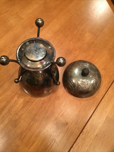 WALKER & HALL SILVER PLATED EGG CODDLER - 3 FEET w WOODEN FINIAL - FLORAL DESIGN - Picture 7 of 10