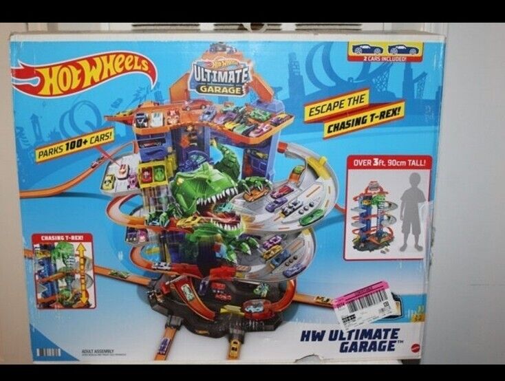 Hot wheels - super dino robot garage, vehicules-garages