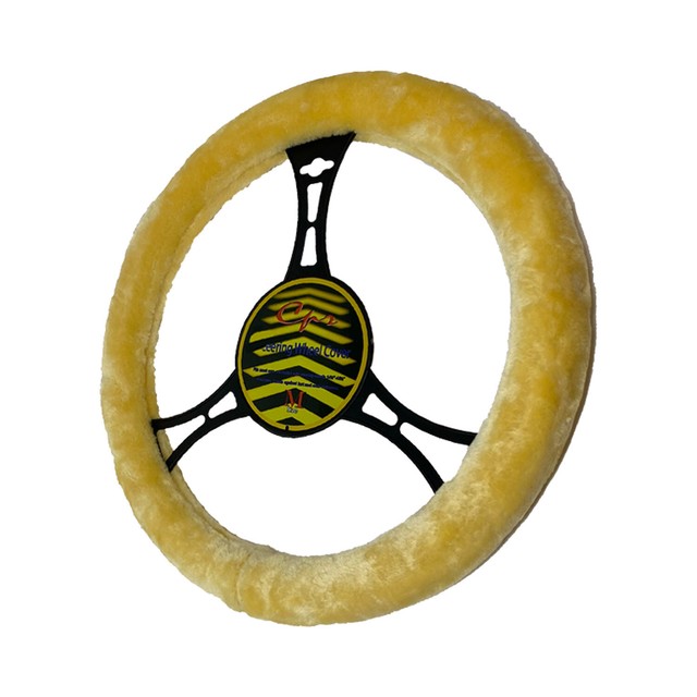 NEW Fluffy NonSlip Style Yellow Steering Wheel Cover by CPR 14.5"15.5