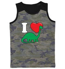 I Love Dinosaurs - Brachiosaurus Dino Heart Youth Contrast Tank Top