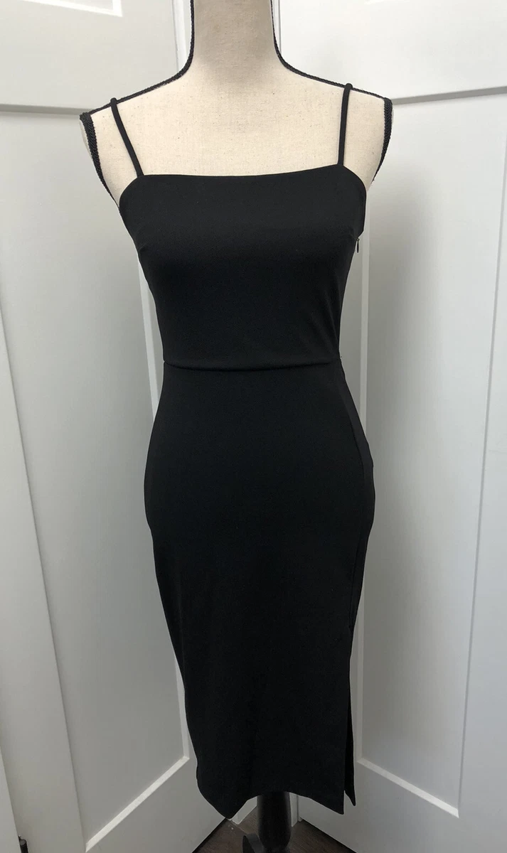 Express Women spaghetti strap bodycon dress form fitted slit black size 0