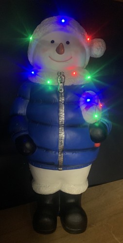 Home Depot Blow Mold LED 38” CHRISTMAS SNOWMAN Blue Peppermint Lollipop Works - Picture 6 of 7