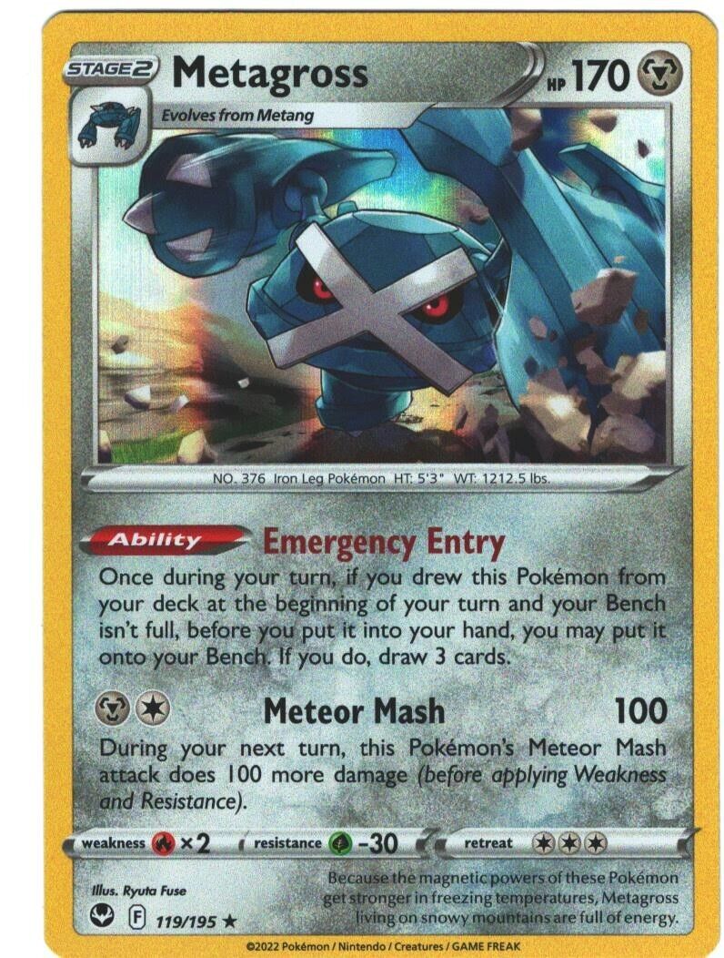 Metagross 119/195 Silver Tempest Holo Rare Pokemon Card Metagross 119/195 Silver Tempest Holo Rare Pokemon Card