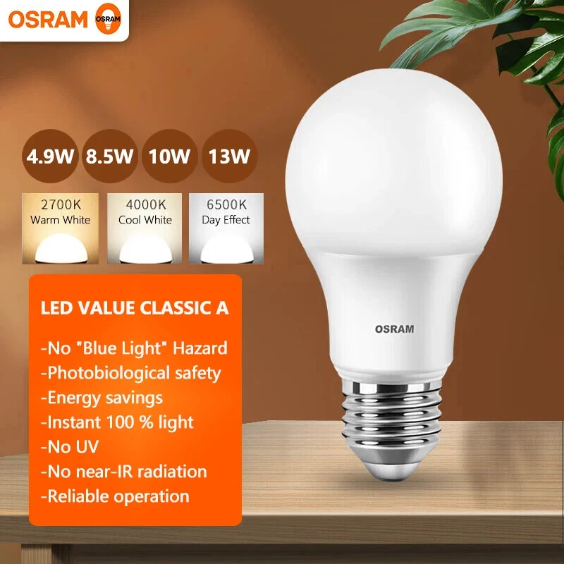 OSRAM LED 4.9W 8.5W 10W 13W E27 220V Frosted Bulbs 2700K 4000K 6500K Room Light - Image 2 of 4