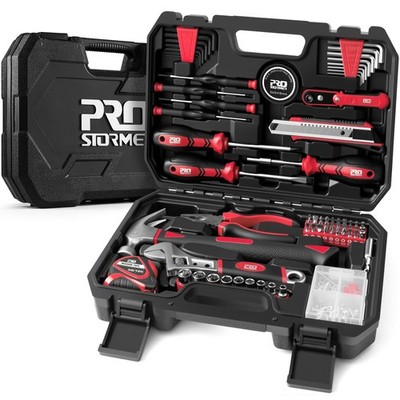 Prostormer 160-Piece Home Repair Tool Set   Red Hand Tools for DIY & Household