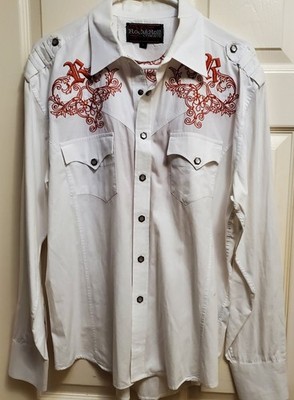 Rock And Roll Cowboy Button Down Long Sleeve Shirt Size L