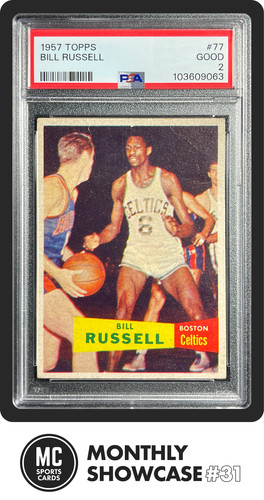 BILL RUSSELL PSA 2 1957 TOPPS BASKETBALL #77 ROOKIE CARD RC CELTICS