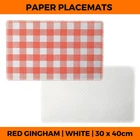 Disposable Paper Placemats Red Gingham & White Party Table Mats Dining Decor
