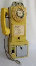 3 slot pay phone  Automatic Electric Yellow  3 slot Payphone  Antique telephone