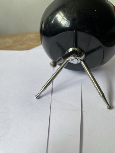 Vintage 60s Atomic Sputnik Era Ufo Table Lighter Wood & Chrome Tripod Legs - Picture 6 of 6