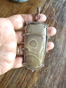 Collector Willow Creek Jasper OOAK Sterling Silver And Diamond Pendant