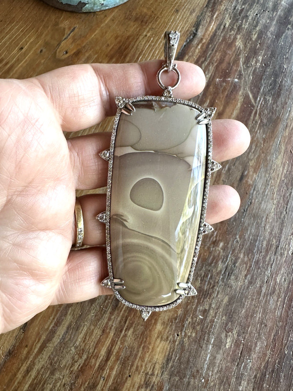 Collector Willow Creek Jasper OOAK Sterling Silver And Diamond Pendant