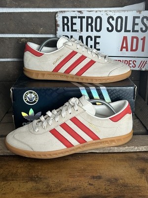 adidas Originals  Hamburg Chalk White Red Suede UK Size 9.5 2014 