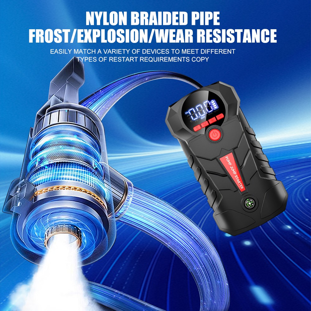 Car Jump Starter with Air Compressor 6000mAh Battery Jumper Box Charger Booster