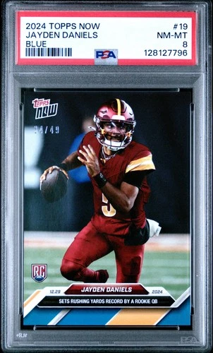 2024 Topps Now Jayden Daniels RC #19 Blue 49 PSA 8 Commanders Rookie