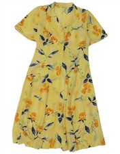 VINTAGE Womens See Through Maxi Dress UK 16 Large Yellow Floral AK12