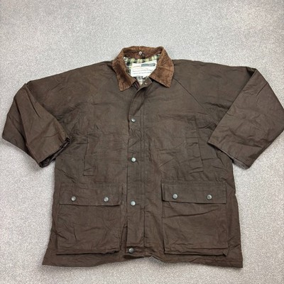 Wax Jacket Adult Small Brown Hunting Country Outdoors Waterproof Coat Mens*