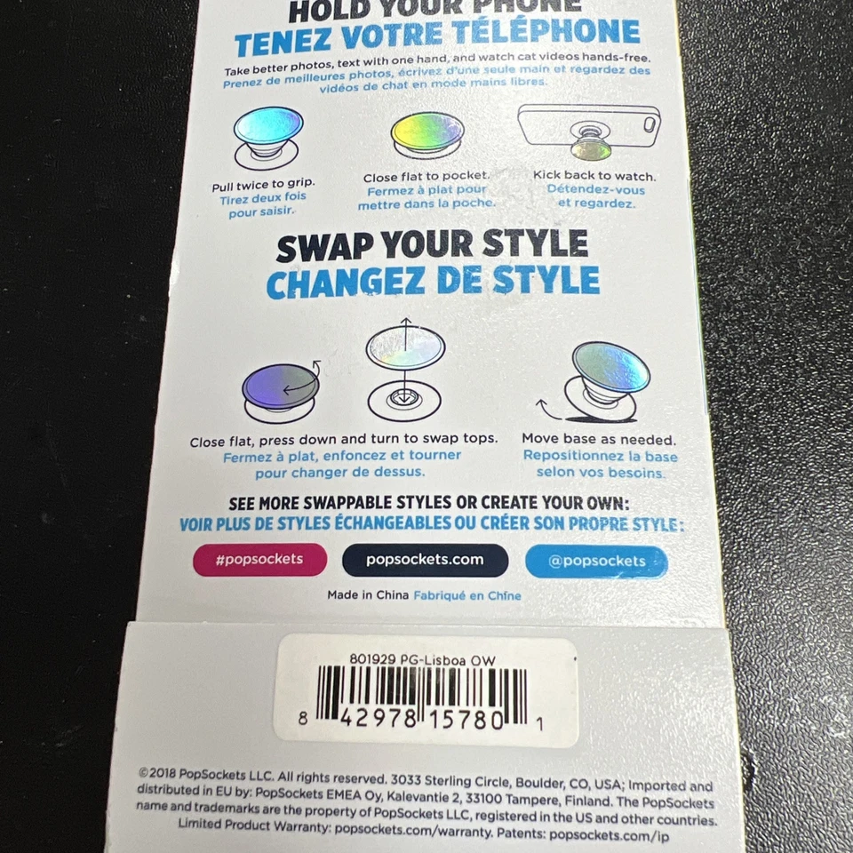 PopSockets PopGrip Intercambiable Top Azul/Blanco Soporte de Agarre para Teléfono NUEVO Foto 2 de 2