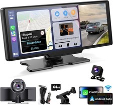 10.26-Inch Wireless CarPlay Screen with 4K Dash Cam  Bluetooth Connectivity